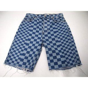 Reformation Jeans Womens Shorts 23 Cynthia Checkerboard Cut Off Denim Burmuda
